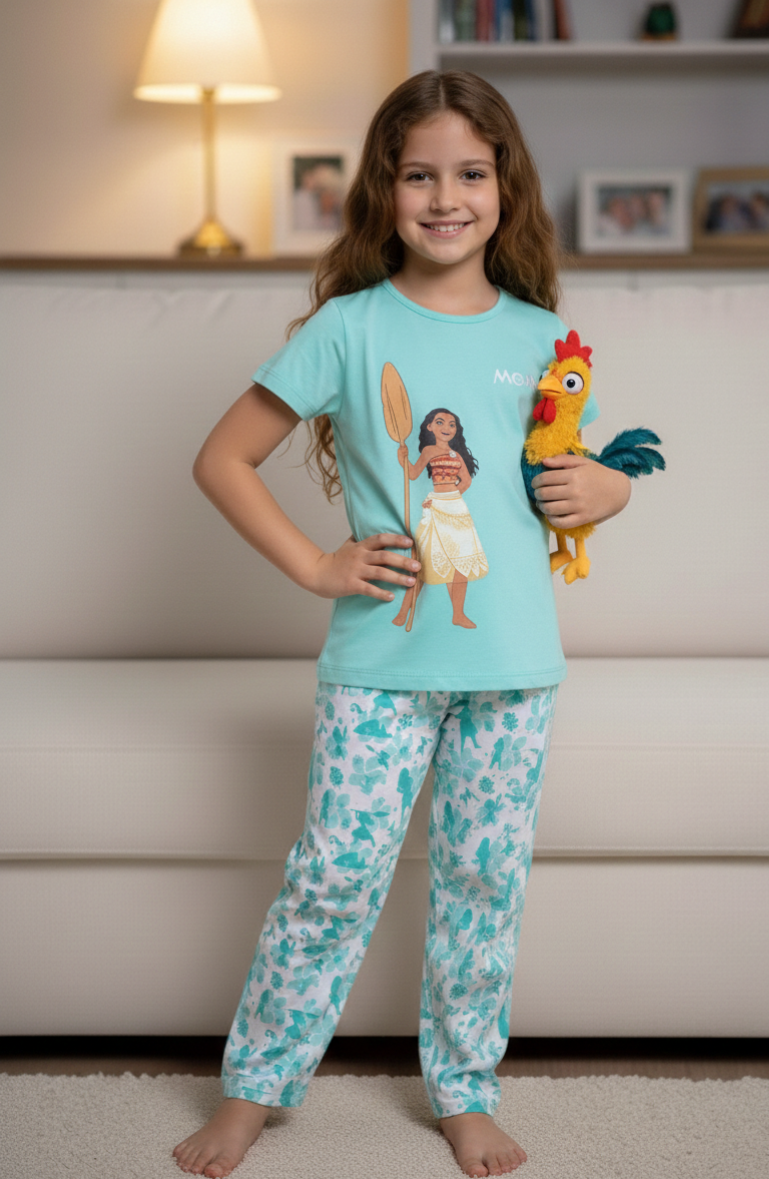 Girls Moana's Embroidery Pants PJ Set