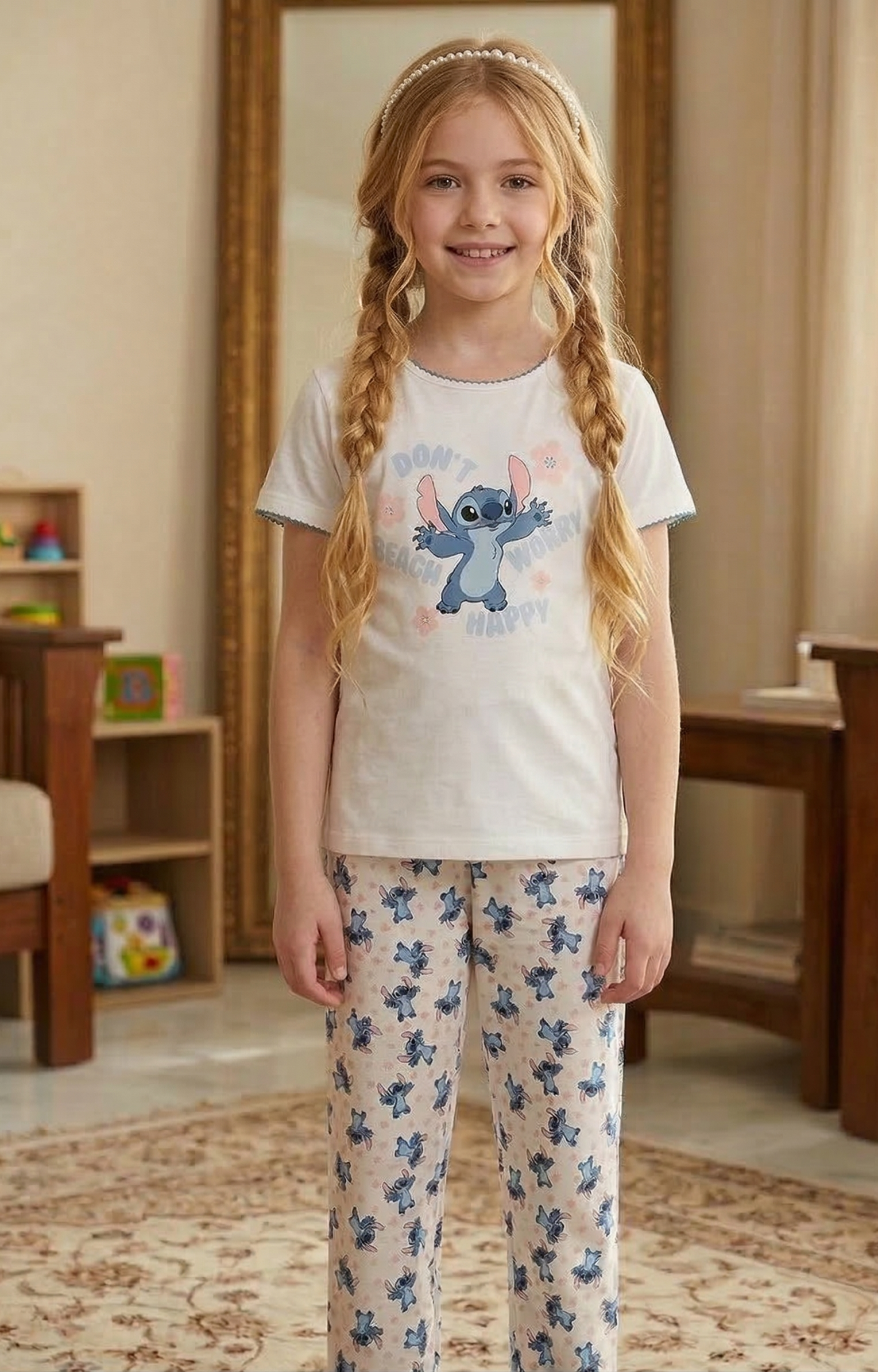 Girls Stitch Pants PJ Set