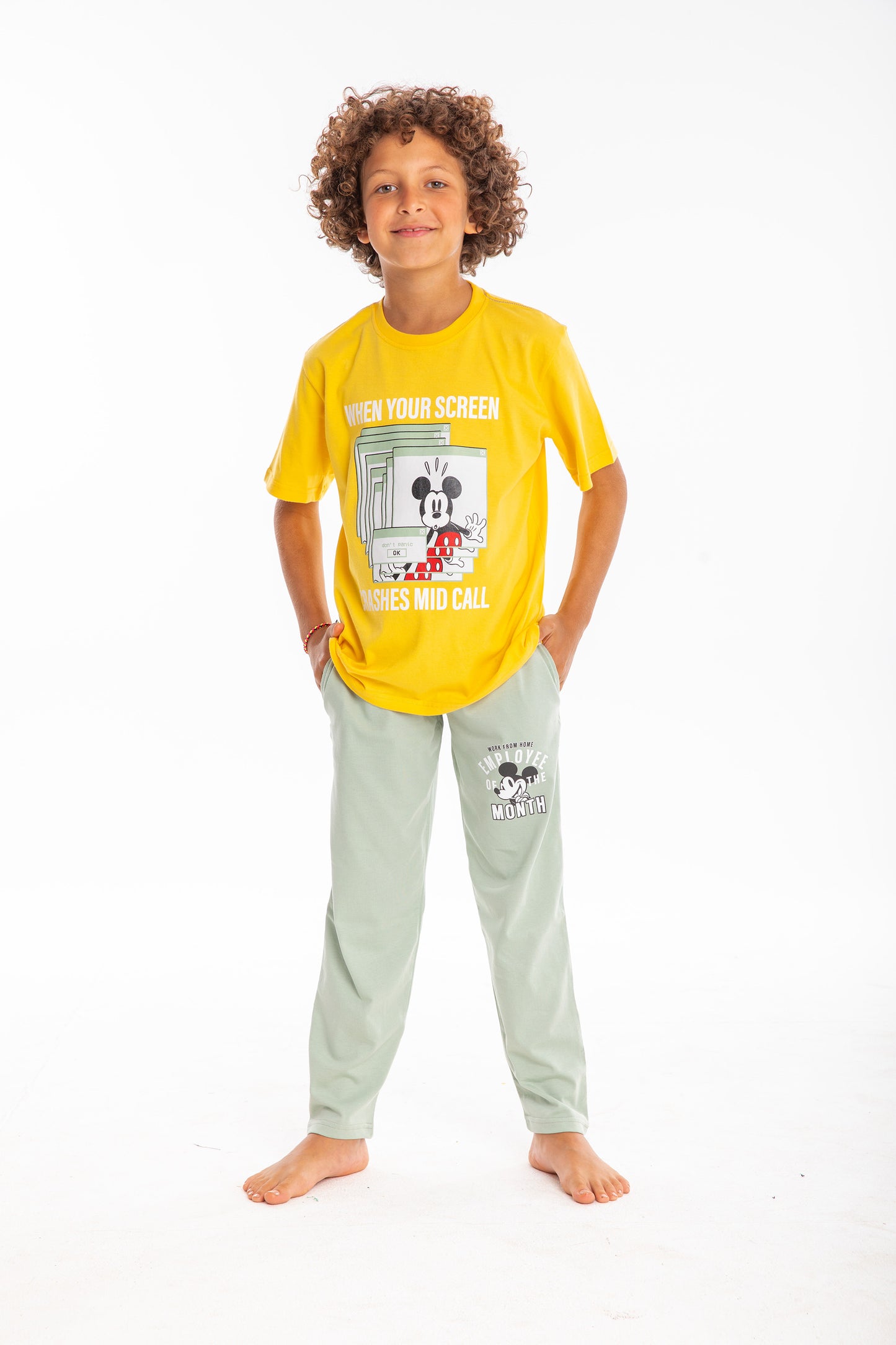 Disney's Mickey Mouse  WFH Pants Pockets PJ Set 8298-8080