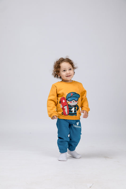Boys Baby ''SKATE 1'' Printing & embroidery Winter PJ Set 4750-548